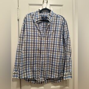 Vineyard Vines Men's Blue and White Plaid Shirt